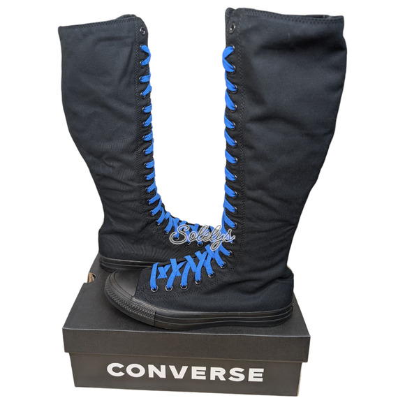 Converse CTAS XXHI Black Blue Knee High Canvas Sneaker Boot Womens 10.5 NEW - Picture 8 of 11